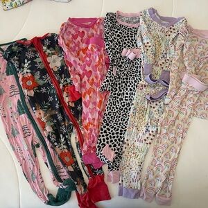 Little Sleepies Lot Pajamas 12-18mo Toddler Baby Girl Pink Flowers Separates